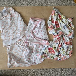 Bebe Au Lait 5-in-1 Nursing Cover Baby Girl Peony And Two Sleep Sacks